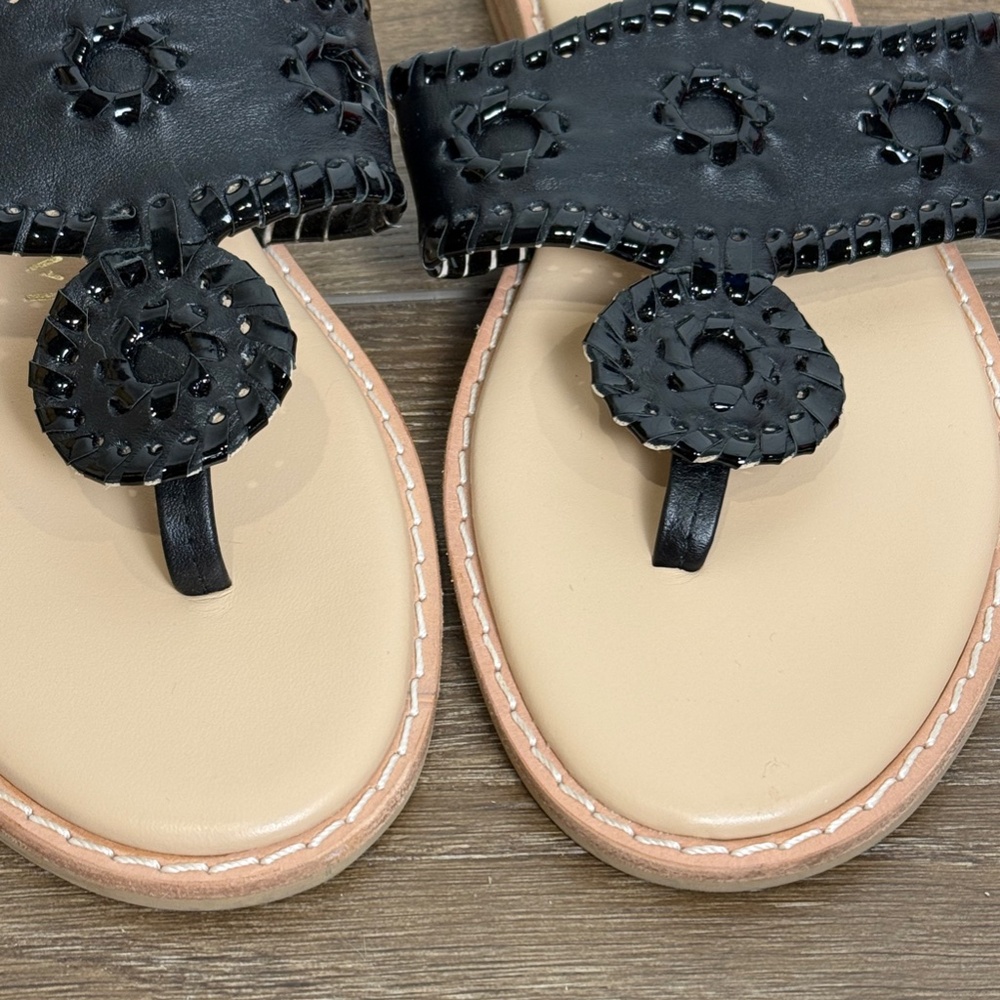 Jack Rogers Women's Jack Flat Black Sandals Size 6.5 Dressy Summer Designer - Picture 3 of 9